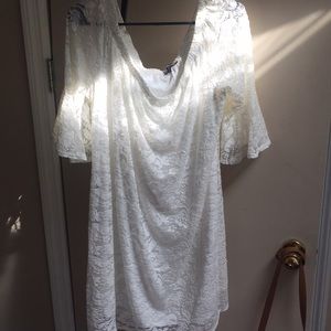 White lace off the shoulder dress